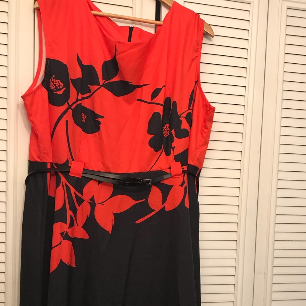 Red and Black floral Dress